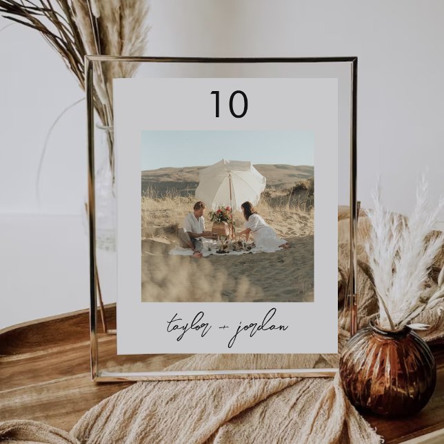 Minimalist Script Photo Boho Table number Tischnummer (Von Creator hochgeladen)