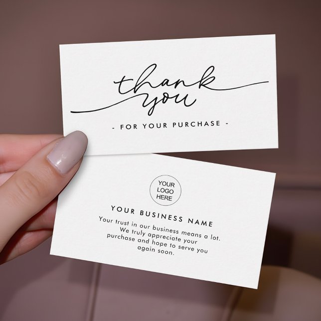 Minimalist Script Thank You Business insert Cards Visitenkarte (Von Creator hochgeladen)