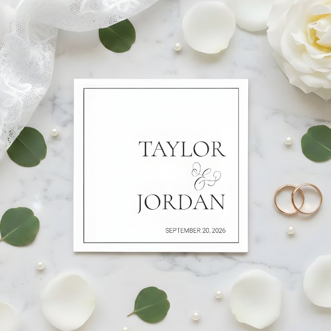 Minimalist Serif Typography Script Wedding Custom Serviette (Von Creator hochgeladen)