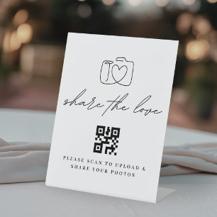 Minimalist Share the Love QR-Code Foto-Upload Sockelschild
