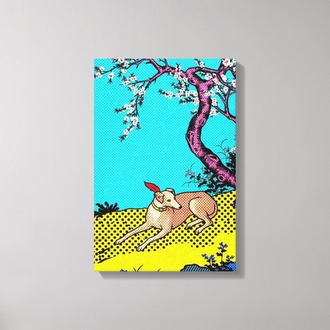 Minimalist Sighthound Silhouette Dog Graphic Leinwanddruck (Vorderseite)