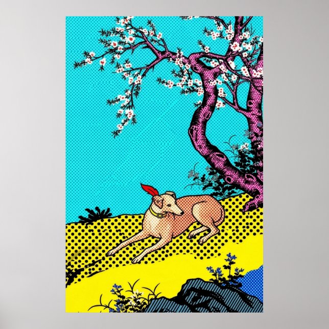 Minimalist Sighthound Silhouette Dog Graphic Poster (Vorne)