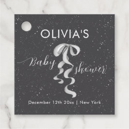 Minimalist Silver Bow Winter Snow Baby Shower Geschenkanhänger