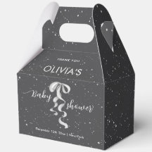 Minimalist Silver Bow Winter Snow Baby Shower 