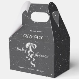 Minimalist Silver Bow Winter Snow Baby Shower Geschenkschachtel
