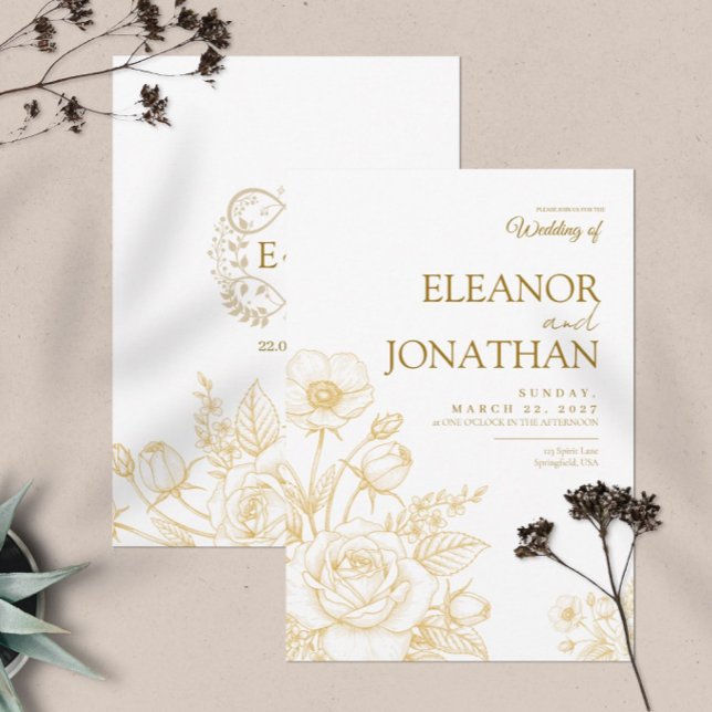 Minimalist Simple Floral Elegant Wedding Einladung (Von Creator hochgeladen)