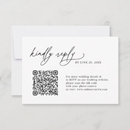 Minimalist Simple QR code Wedding RSVP Cards Karte