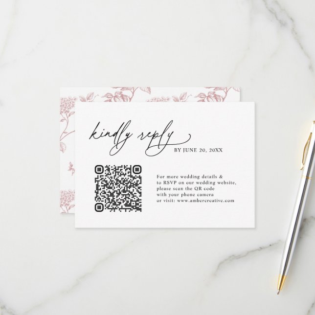 Minimalist Simple QR code Wedding RSVP Cards Karte (Vorderseite/Rückseite Beispiel)