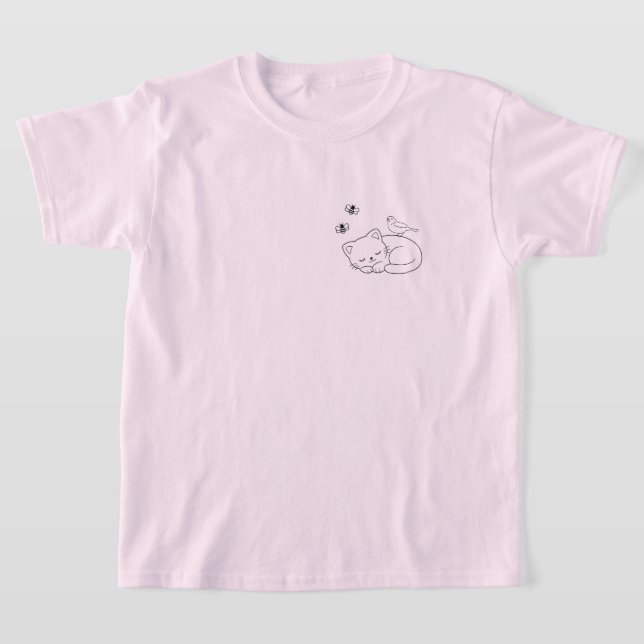 Minimalist Sleeping Cat Kid's T-Shirt (Ablage )