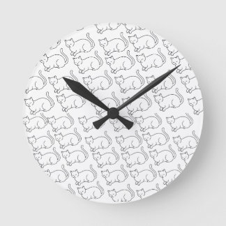 Minimalist Sleepy Cat Pattern Round Wall Clock  Runde Wanduhr