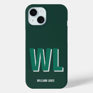 Minimalist Smaragdgrün personalisierte Monogramm Case-Mate iPhone Hülle