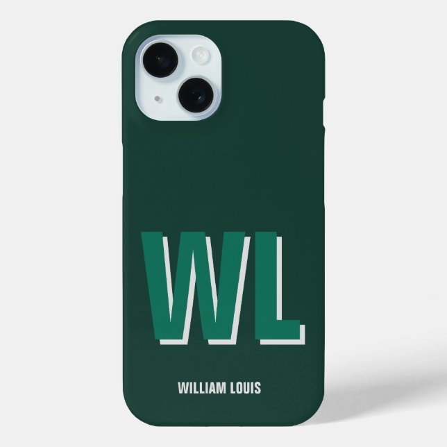 Minimalist Smaragdgrün personalisierte Monogramm  Case-Mate iPhone Hülle (Rückseite)