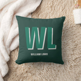 Minimalist Smaragdgrün personalisierte Monogramm Kissen