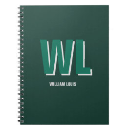 Minimalist Smaragdgrün personalisierte Monogramm Notizblock