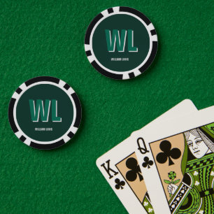 Minimalist Smaragdgrün personalisierte Monogramm Pokerchips