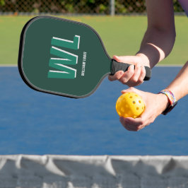 Minimalist Smaragdgrün personalisiertes Monogramm Pickleball Schläger