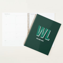 Minimalist Smaragdgrün personalisiertes Monogramm Planer