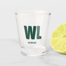 Minimalist Smaragdgrün personalisiertes Monogramm Schnapsglas