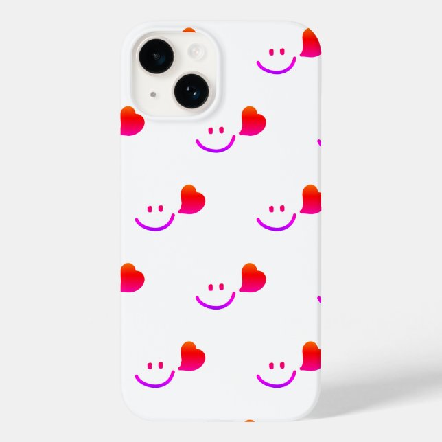 Minimalist Smiley Face iPhone Case - Cute Happy Vi (Rückseite)
