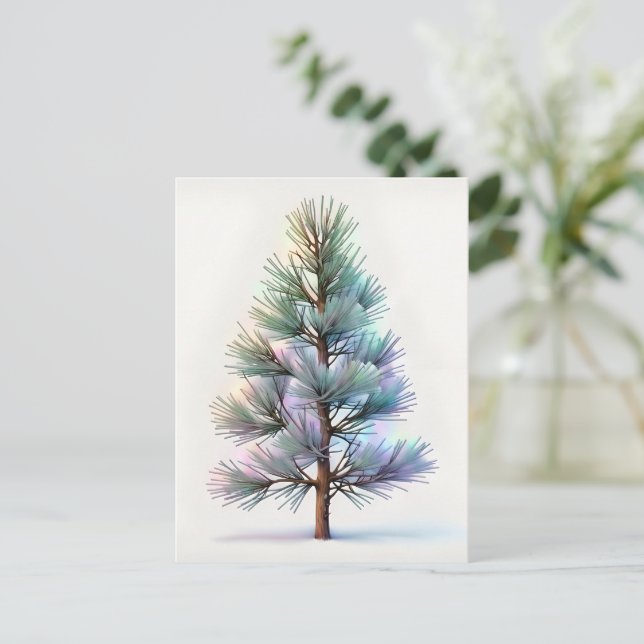 Minimalist Snowy Pine Postkarte (Stehend Vorderseite)