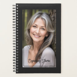 Minimalist Soft Black Personalized Script Photo Planer