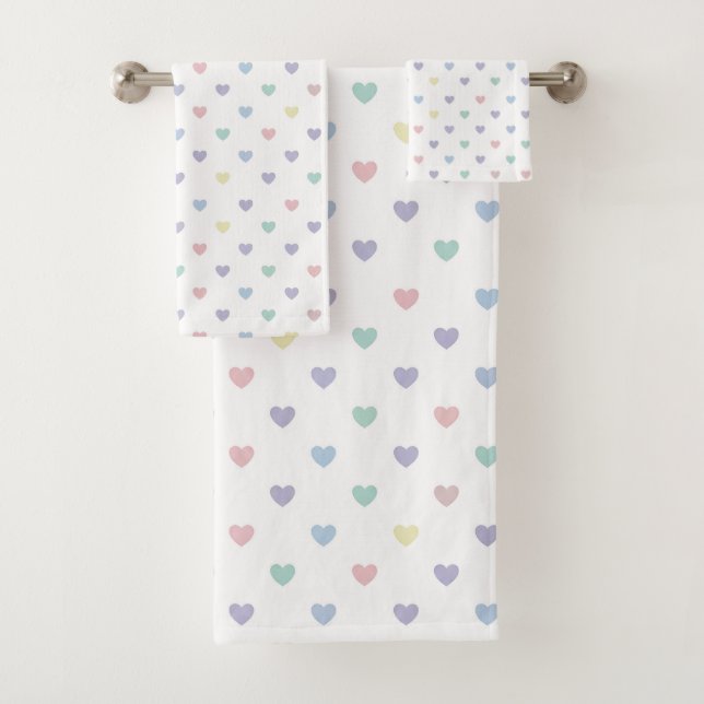 Minimalist Soft Pastel Heart Pattern   Badhandtuch Set (Insitu)