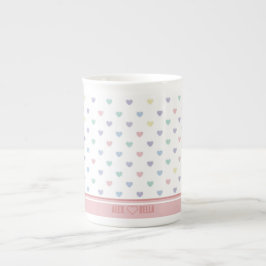 Minimalist Soft Pastel Heart Pattern Couple Name Prozellantasse