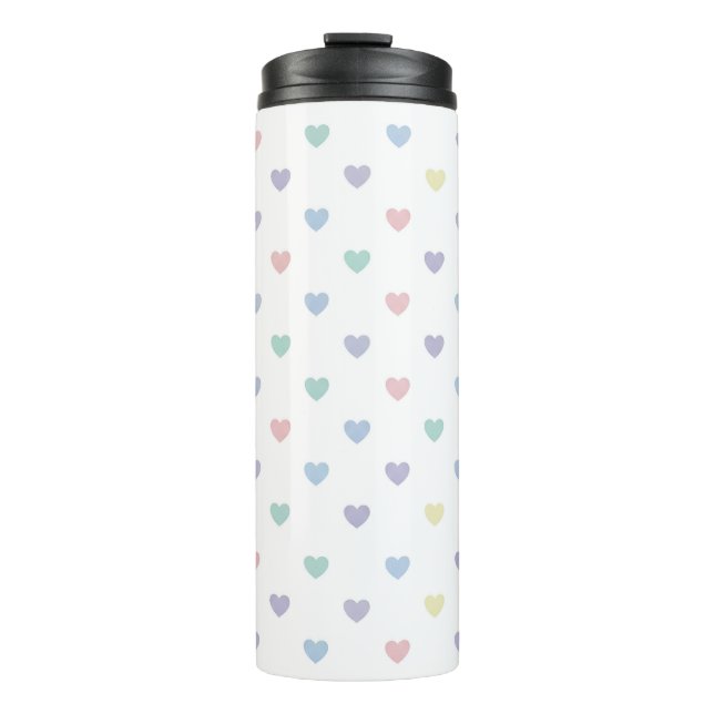 Minimalist Soft Pastel Heart Pattern   Thermosbecher (Vorderseite)
