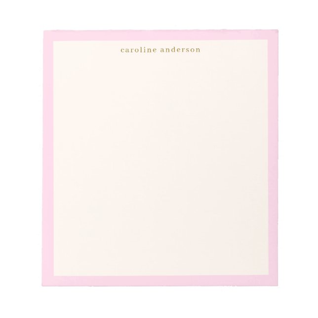 Minimalist Soft Pink Border Personalized Name Notizblock (Vorderseite)