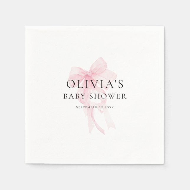 Minimalist Soft Pink Bow Baby Shower Serviette (Vorderseite)