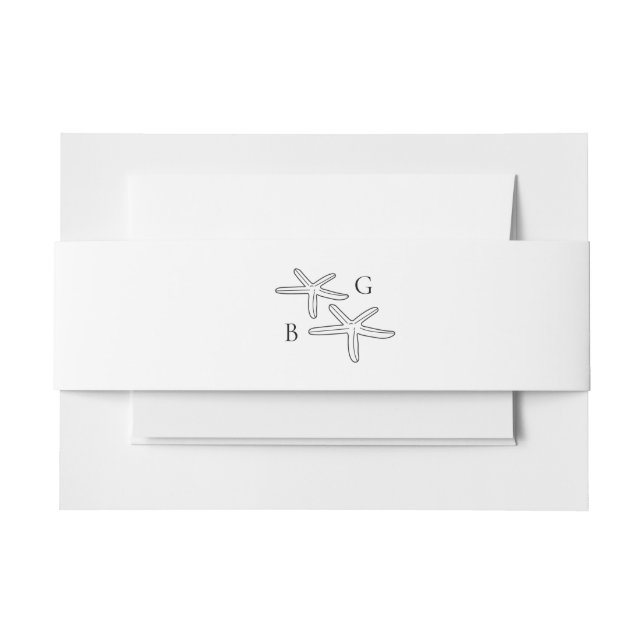Minimalist Starfish Beach Monogram Wedding Einladungsbanderole (Vorderseite Beispiel)