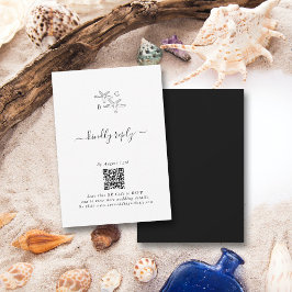 Minimalist Starfish Beach Monogram Wedding RSVP Karte