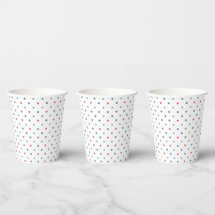 Minimalist Sterne Rot, Blau & Weiß Papierbecher, Pappbecher