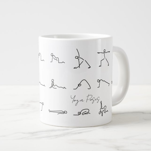 Minimalist Stick Figure Yoga Poses Jumbo-Tasse (Vorderseite Rechts)
