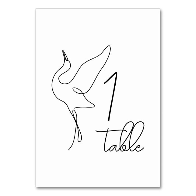 Minimalist Stork Neutral Baby Shower  Tischnummer (Vorderseite)