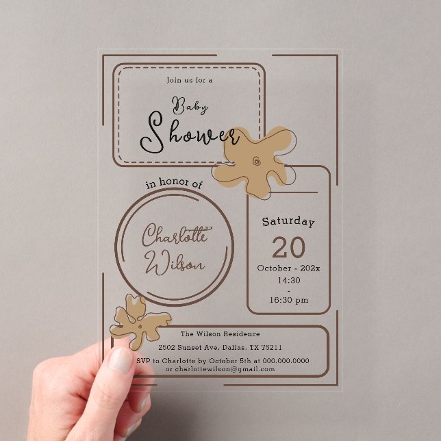 Minimalist Style Flower Notes Baby Shower Acryleinladungen (Insitu (Handheld))