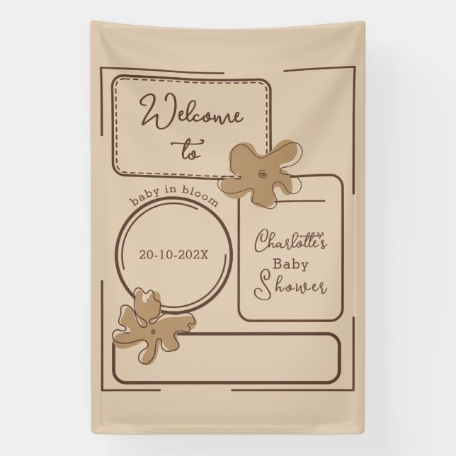 Minimalist Style Flower Notes Baby Shower Banner (Vertikal)
