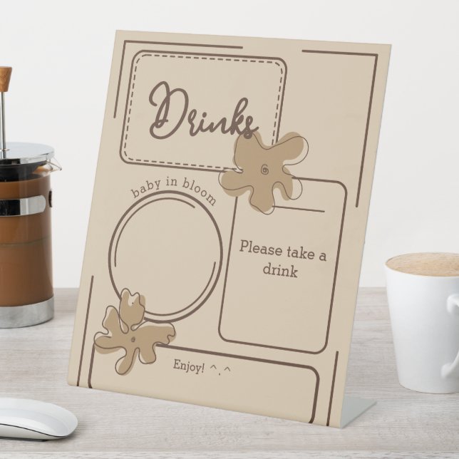 Minimalist Style Flower Notes Baby Shower Drinks Sockelschild (In Situ)