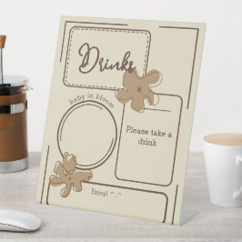 Minimalist Style Flower Notes Baby Shower Drinks Sockelschild