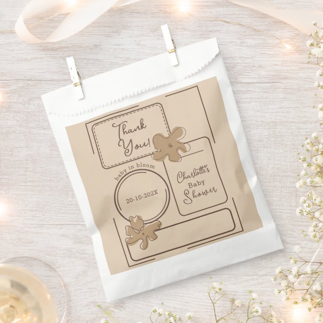 Minimalist Style Flower Notes Baby Shower Geschenktütchen (Ausgeschnitten)