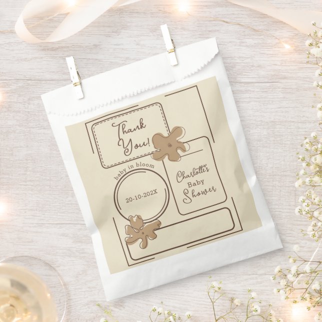 Minimalist Style Flower Notes Baby Shower Geschenktütchen (Ausgeschnitten)