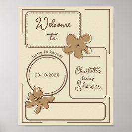 Minimalist Style Flower Notes Baby Shower Welcome Poster