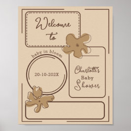 Minimalist Style Flower Notes Baby Shower Welcome Poster