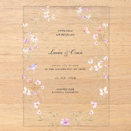 Minimalist Stylish Flowers Wedding Acryleinladungen