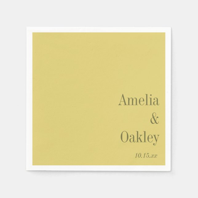 Minimalist Summer Yellow Elegant Wedding Custom Serviette (Vorderseite)