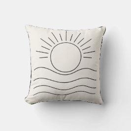 Minimalist Sun Line Art Throw Pillow Kissen