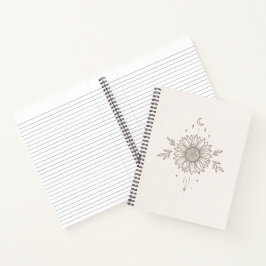 Minimalist Sunflower & Moon Design Notizbuch