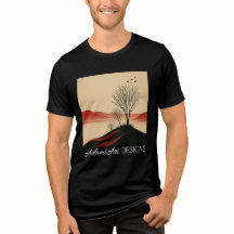 Minimalist Sunset Landscape Tree Silhouette