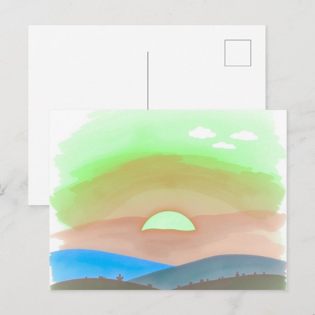 Minimalist Sunset Postcard  Postkarte (Vorne/Hinten)