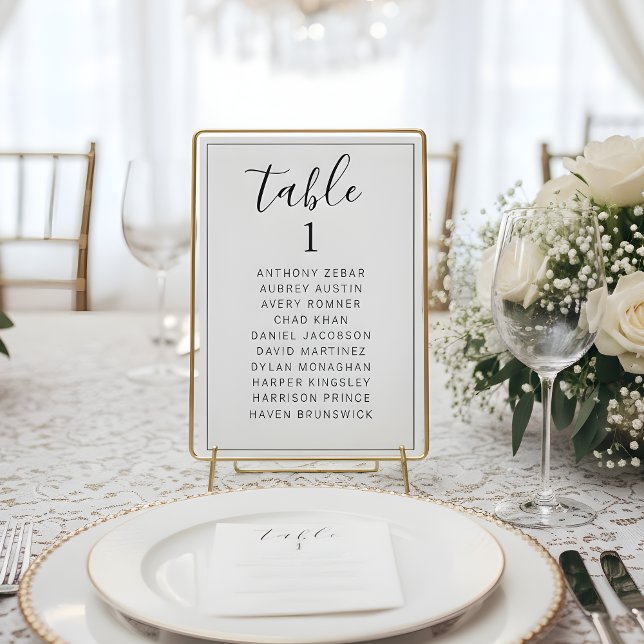 Minimalist Table Number Seating Chart Wedding Card Tischnummer (Von Creator hochgeladen)